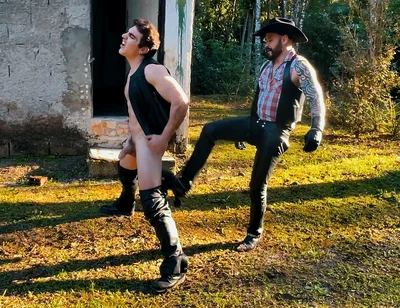 Cowboy Ballbusting on the Farm