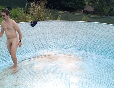Naked in the Garden: Dirty Handjob in the Pool