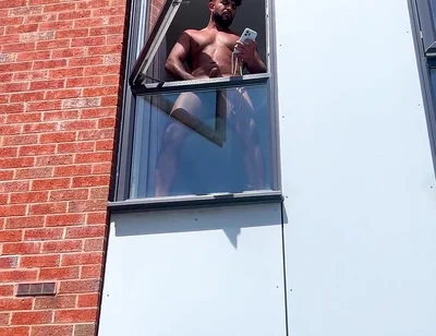 Arab Stepdaddy Wanting in Street and Cuming in Window and Cuming on Street
