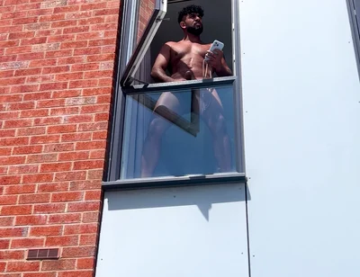 Arab Stepdaddy Wanting in Street and Cuming in Window and Cuming on Street