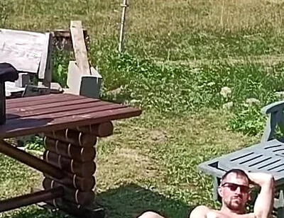 Jerking off While Hanging Out the Laundry