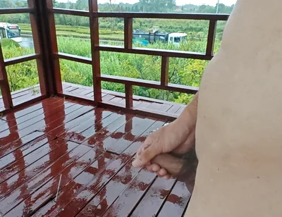 Walking Naked in the Rain, Masturbating Publicly at a Pavilion by the Roadside