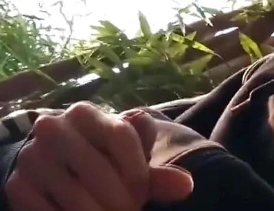 Caught Jerking off My Cock Sticking Out of My Very Short Shorts, I Wait Him Gone, to Wank Again and Cum Outdoor
