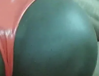 Black ass sextoy in shiny pants ass cumshot