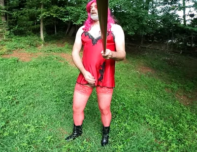Raw Unedited Crossdresser in Lingerie Outside