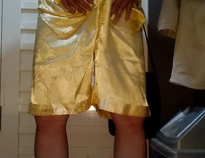 Crossdresser Cum Wearing Satin Pajamas