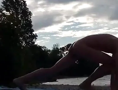 Slender Nudist Boy Does Yoga Nude on a Naturist Beach. Naked Yoga Video by Jon Arteen Gay Porn Model