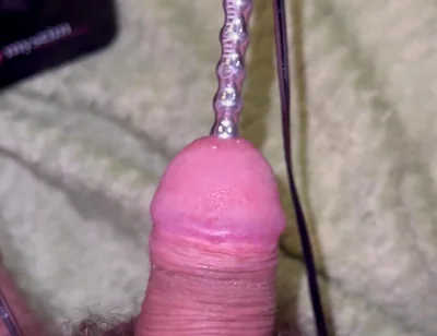 Extra Uretral Stimulation with Beaded Sound Deep in My Cock