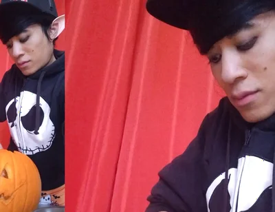 Sfw Jon Arteen Cute Twink Emo Femboy Carves a Halloween Pumpkin in His Underwear Jack-o'-lantern