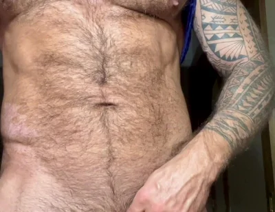 Hairy Muscle Bear Solo Nipple Play & Intense Masturbation