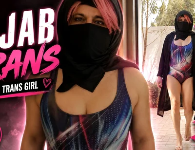 Arab Muslim Sissy Wearing Hijab Outdoors