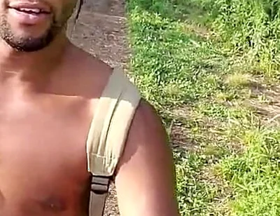 Kennie Jai Walks in the Park by the River Cumpletely Naked!