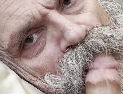 Old Bearded Cocksucker Takes Huge Load Straight Down His Gullet