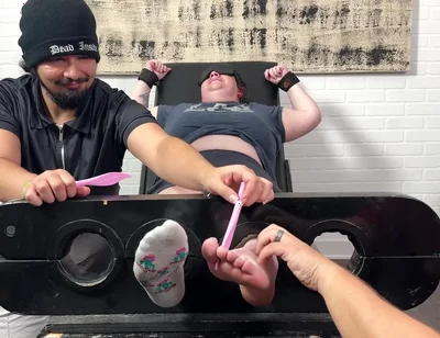 Ticklish Chicks - Tklnurse Blindfolded And Tag Team Tickled By Magic Tickler Until She Gigglegasms