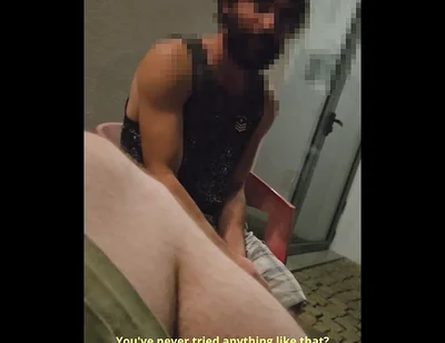 Random Straight Hairy Portuguese Guy with Big Dick Conviced to Get His First Gay Blowjob