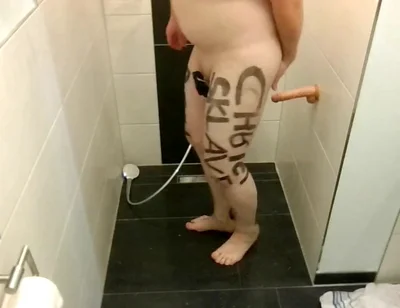 Slave Lettering Marking Anal Hook Dildo Plug Milking Fucked Winch Penis Cage Shower Outdoor Street