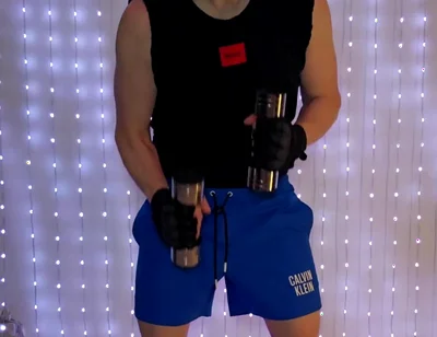 Fitness Workout in Blue Ck Shorts