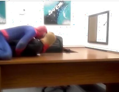 Spiderman Humps Robber He Finds In An Office