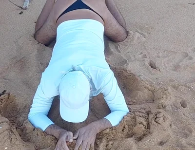 Ladysilva on the Beach in Panties Showing off Her Sexy Ass