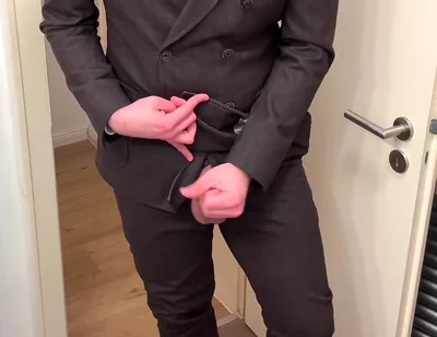 Businessman in Suit Jerks off on His Patent Leather Shoes