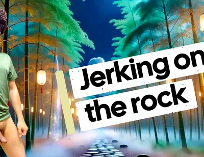 Lying in Rock Naked and Jerking off