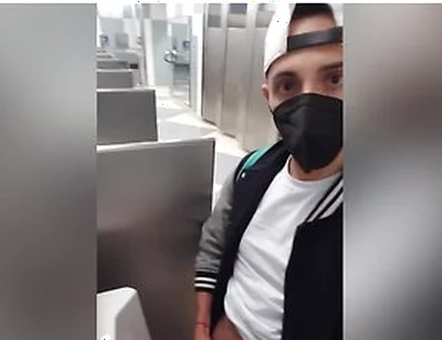 Jacking Off And Cumming With My Pants Down To My Ankles At The Chicago Airport Bathroom