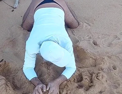 Ladysilva on the Beach in Panties Showing off Her Sexy Ass