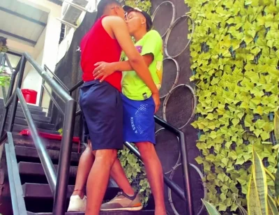 Gay Couple Masturbates on Some Stairs Secretly