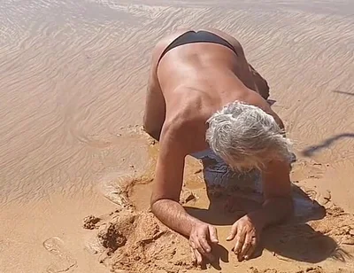 Ladysilva on the Beach in Very Sexy Panties Her Big Ass