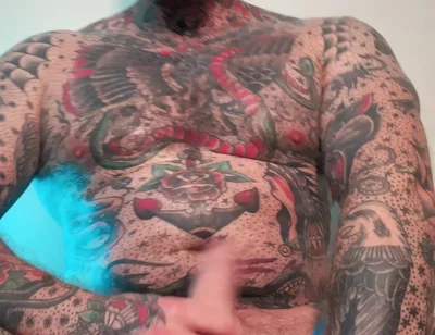 Tattooed Dom Worship Cumshot POV