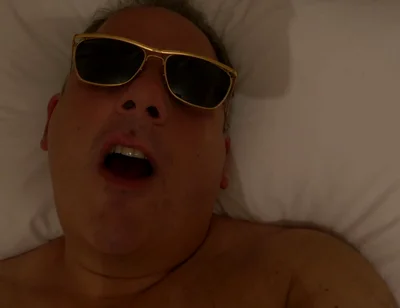 POV Nude Jerk off in Bed Wearing Sunglasses and Yawning
