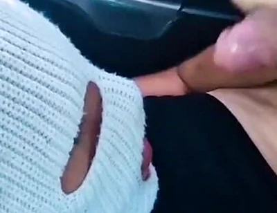 Self-sucking and Fucking a Tight Ass in a Taxi Driver's Car in Public