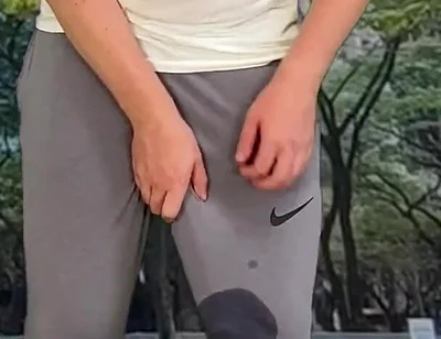 Outdoor Cum in Grey Sweatpants