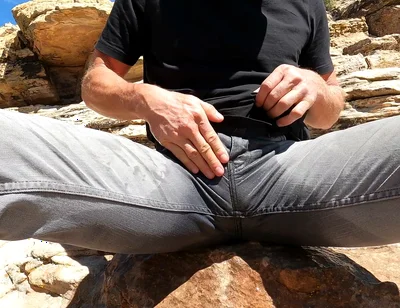 Pissing My Jeans and Jerking off Out in the Desert