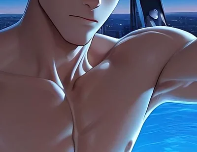 Shredded Gym Guy Nude Erect Dick Mirror Selfie in Infinity Pool