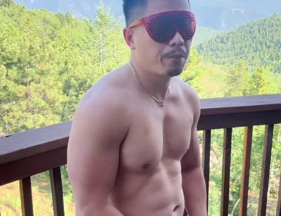 Mountain Top Tease: Muscular Asian Hunk's Solo Show