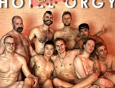 Big Gay Slutty Hotel Room Bareback Orgy