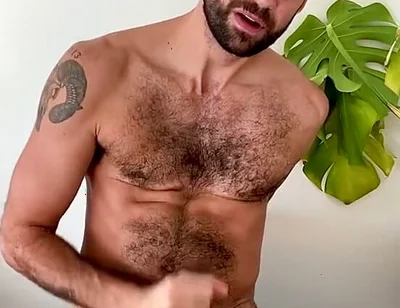 Solo Jerking Big Cock and Hanging Balls