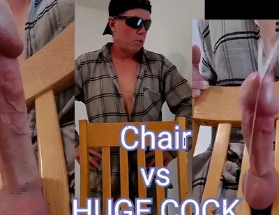 Huge Cumshot From Huge Cock Stuck in Chair
