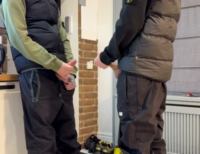 Came Back From Outside and Emptied Full Dicks on Black Pants