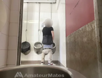 Amateur Straight Boy Trying to Get Caught at Public Urinal