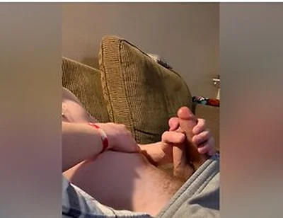 Guy Jerks Off His Cock With Another Cock Until He Cums Hard