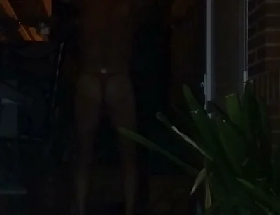In a Thong Rubbing My Ass on the Terrace
