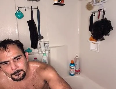 Bodybuilder Strokes Thick Cock After Workout in the Shower
