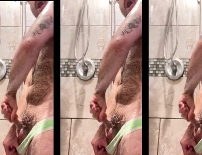 Handsome Hairy Hung Shower Bator Horny at the Gym Needed to Edge and Sperm for My Guys