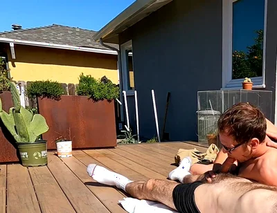 Boy Surprises Stepdaddy Strips and Sucks Him Outdoors