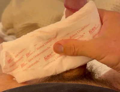 Smelling Pantyliner Inspires Cum on Huge Kotex Pad