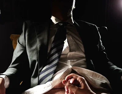 Mysterious Suited Guy Got Edged in a Working Suit