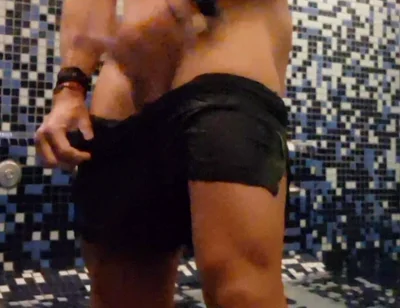 Risky Masturbation in Luxury Spa Sauna - Big Hard Cock Jerk to Huge Cum Almost Caught