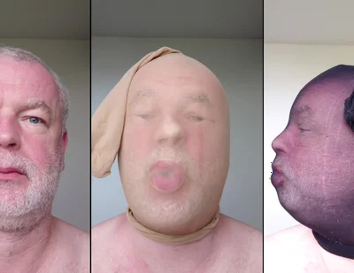 Selfie Collage with Masks Made of Tights